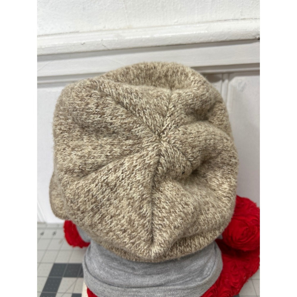 Vintage‎ LL Bean Wool Hat Newsboy Guide's Cap Cabbie OS Beige Ear Flap